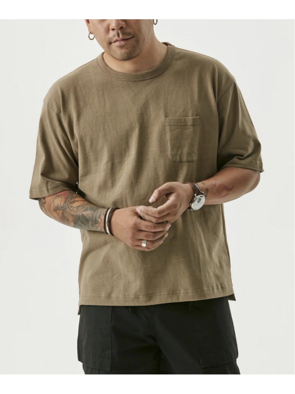 Men’s 100% Cotton Bronson Non Stock Mfg. Co. Classic Pocket T-Shirt Khaki L